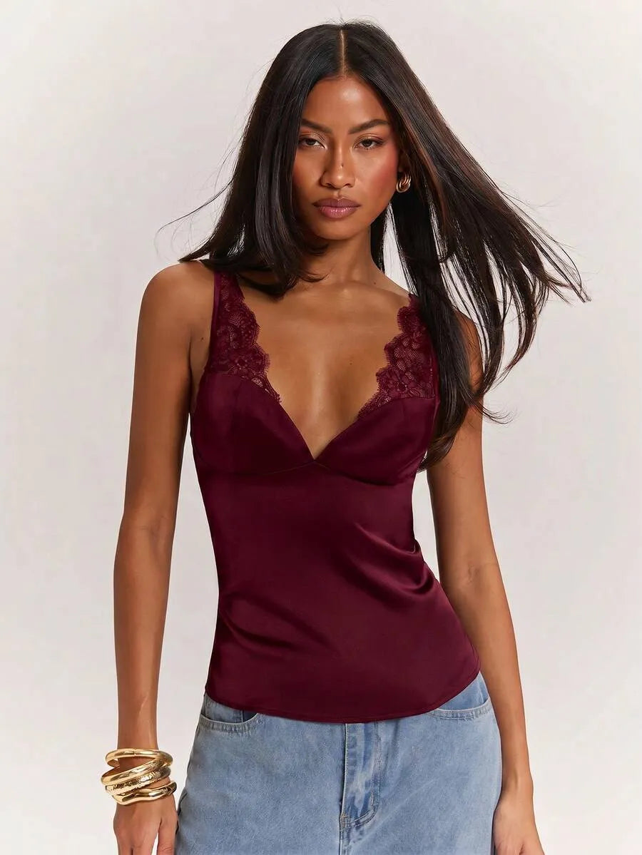 Blusa de satén corte en V