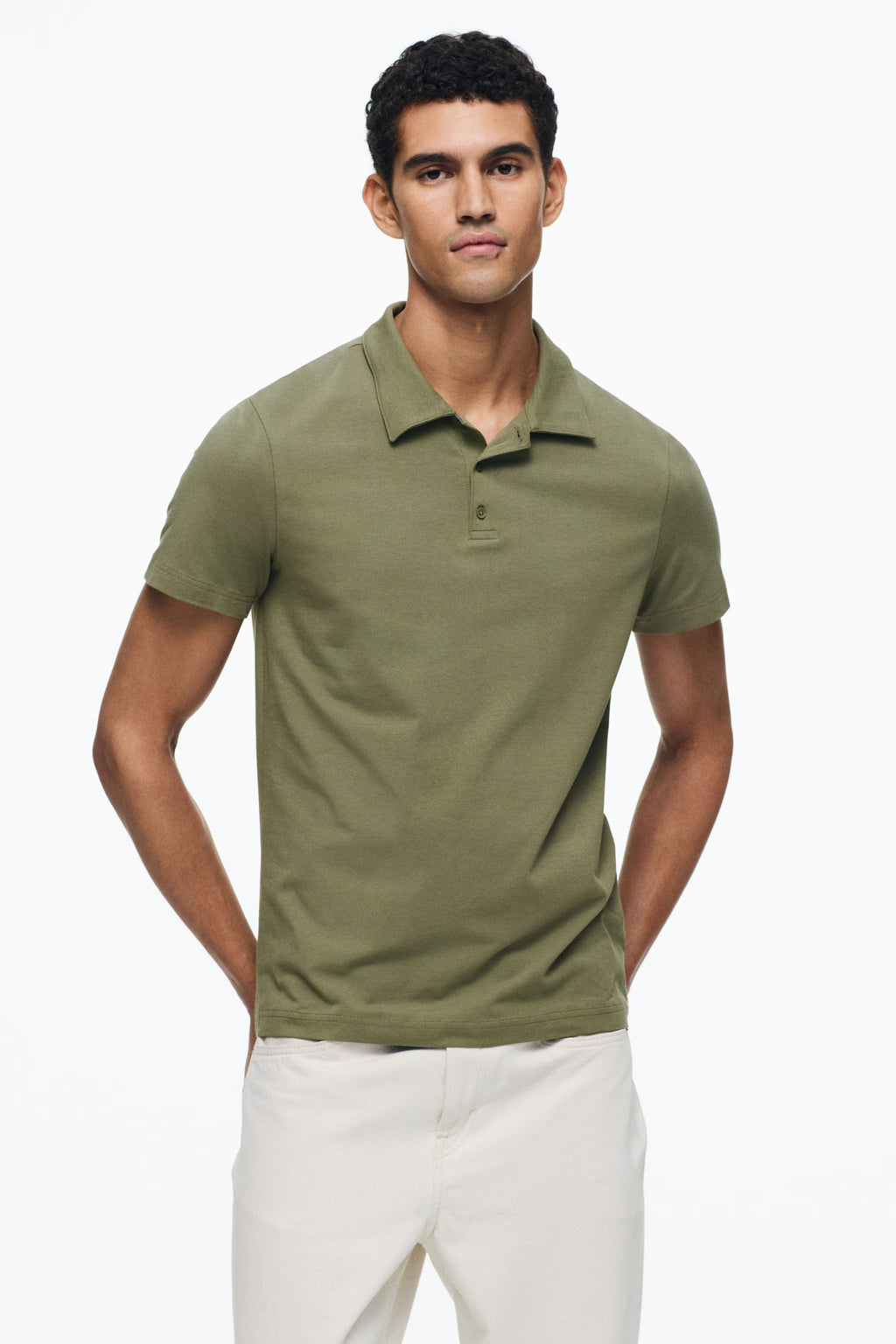 Chemise ajustada de algodón unicolor