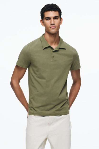 Chemise ajustada de algodón unicolor