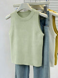 Blusa de punto sin mangas de cuello redondo