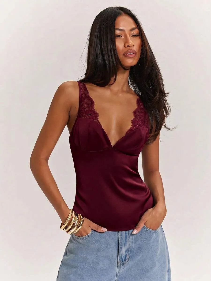 Blusa de satén corte en V