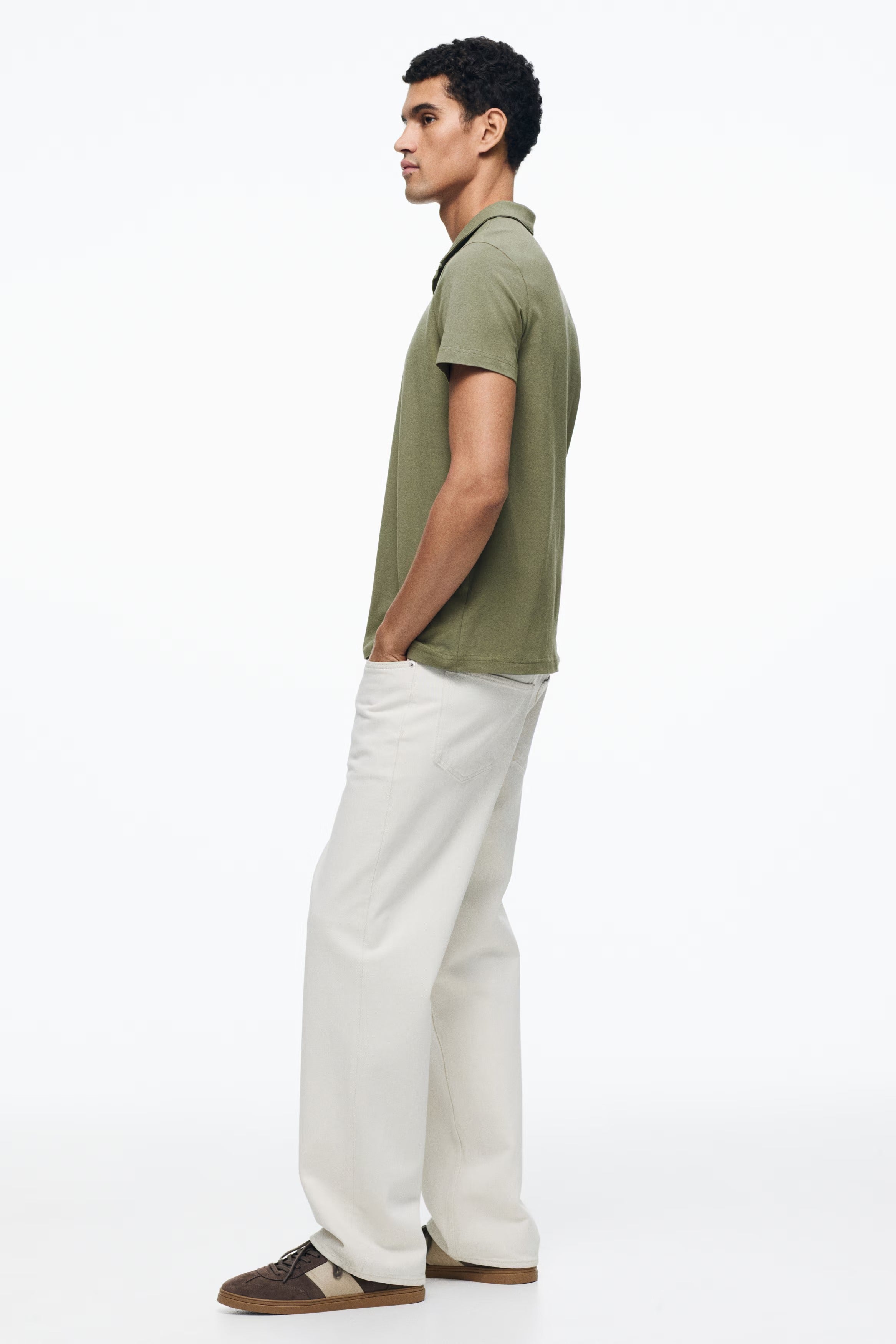 Chemise ajustada de algodón unicolor