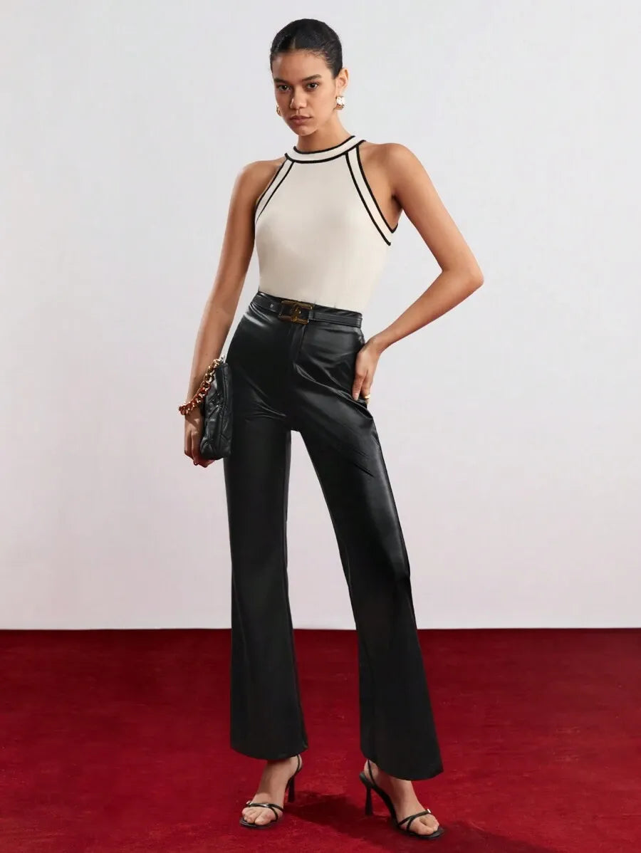 Blusa de punto de cuello halter