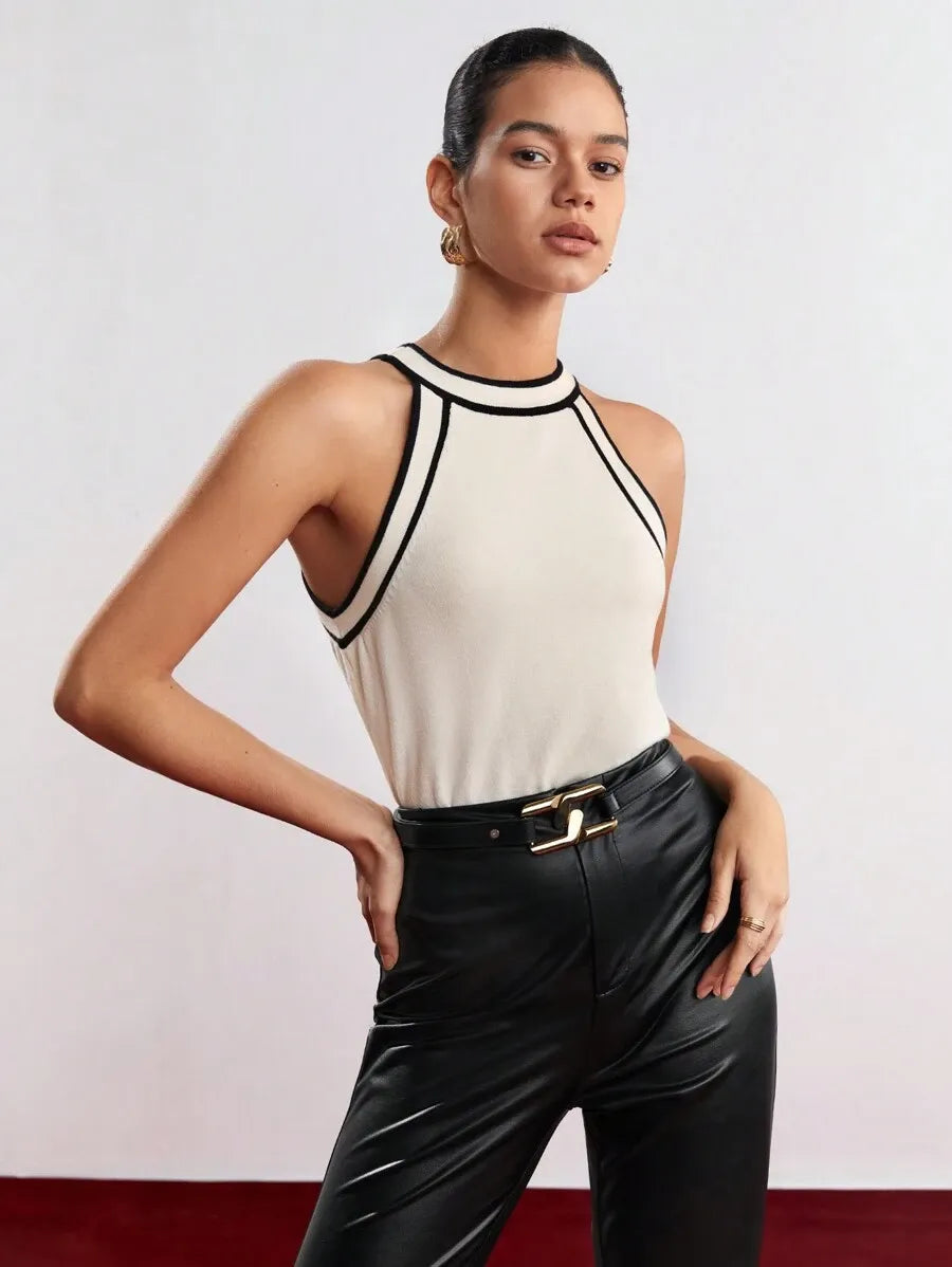 Blusa de punto de cuello halter