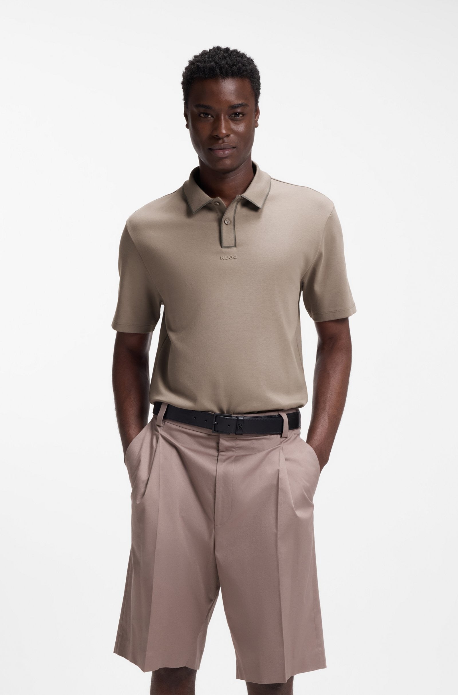 Chemise de algodón de lujo con ribetes en contraste