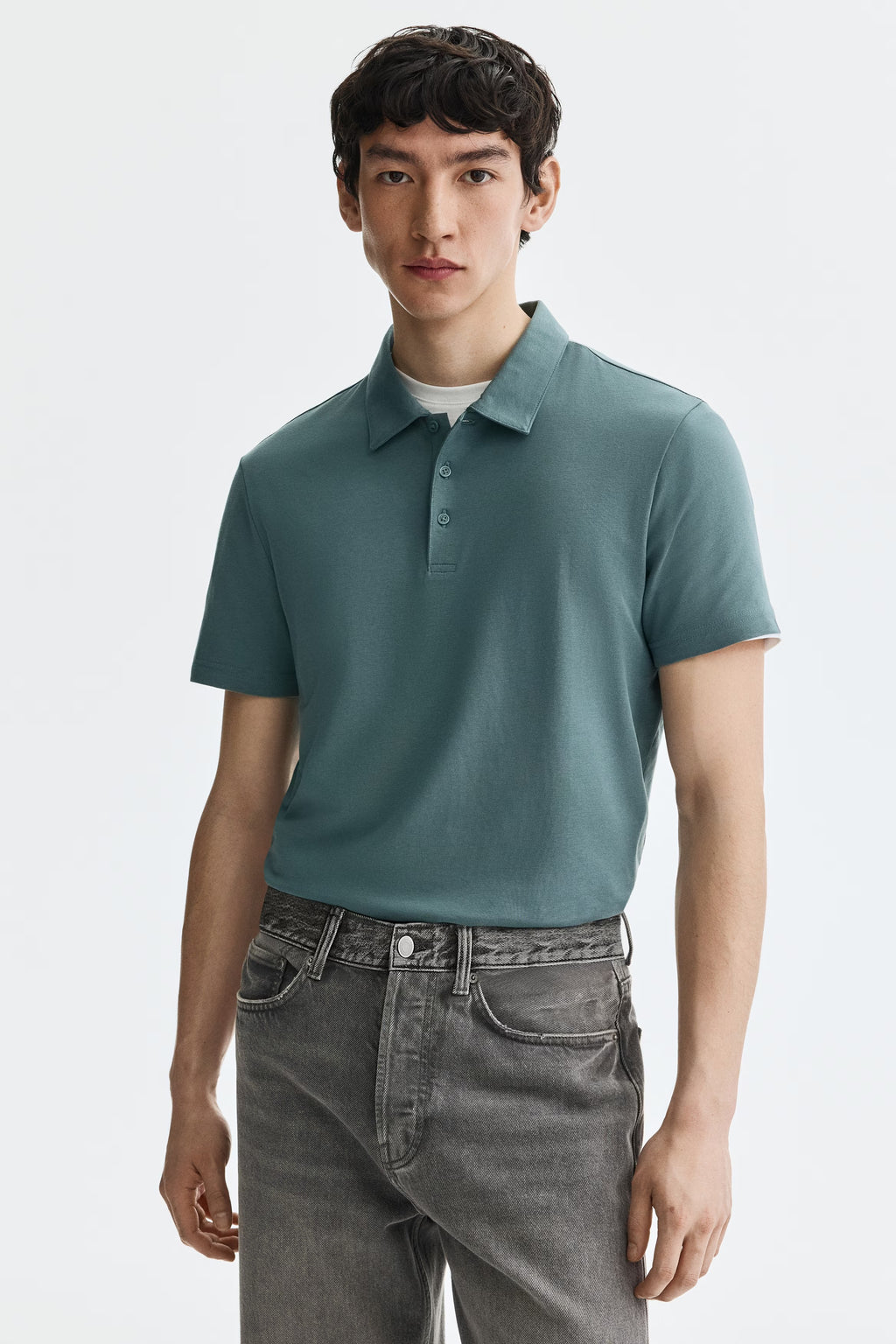 Chemise ajustada de algodón unicolor
