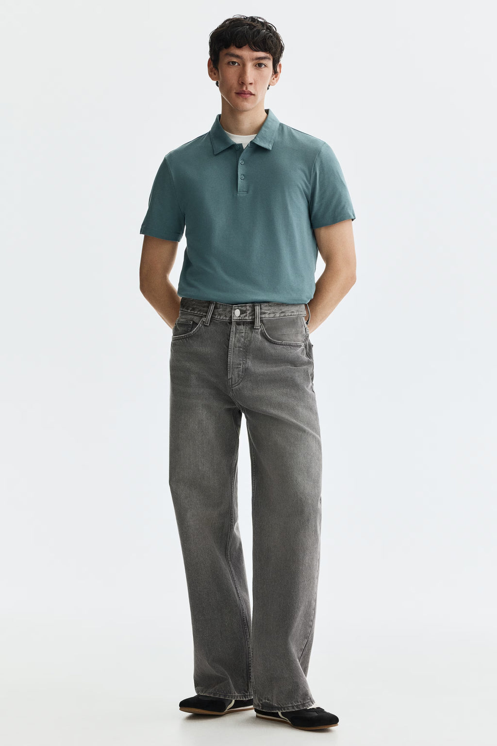 Chemise ajustada de algodón unicolor