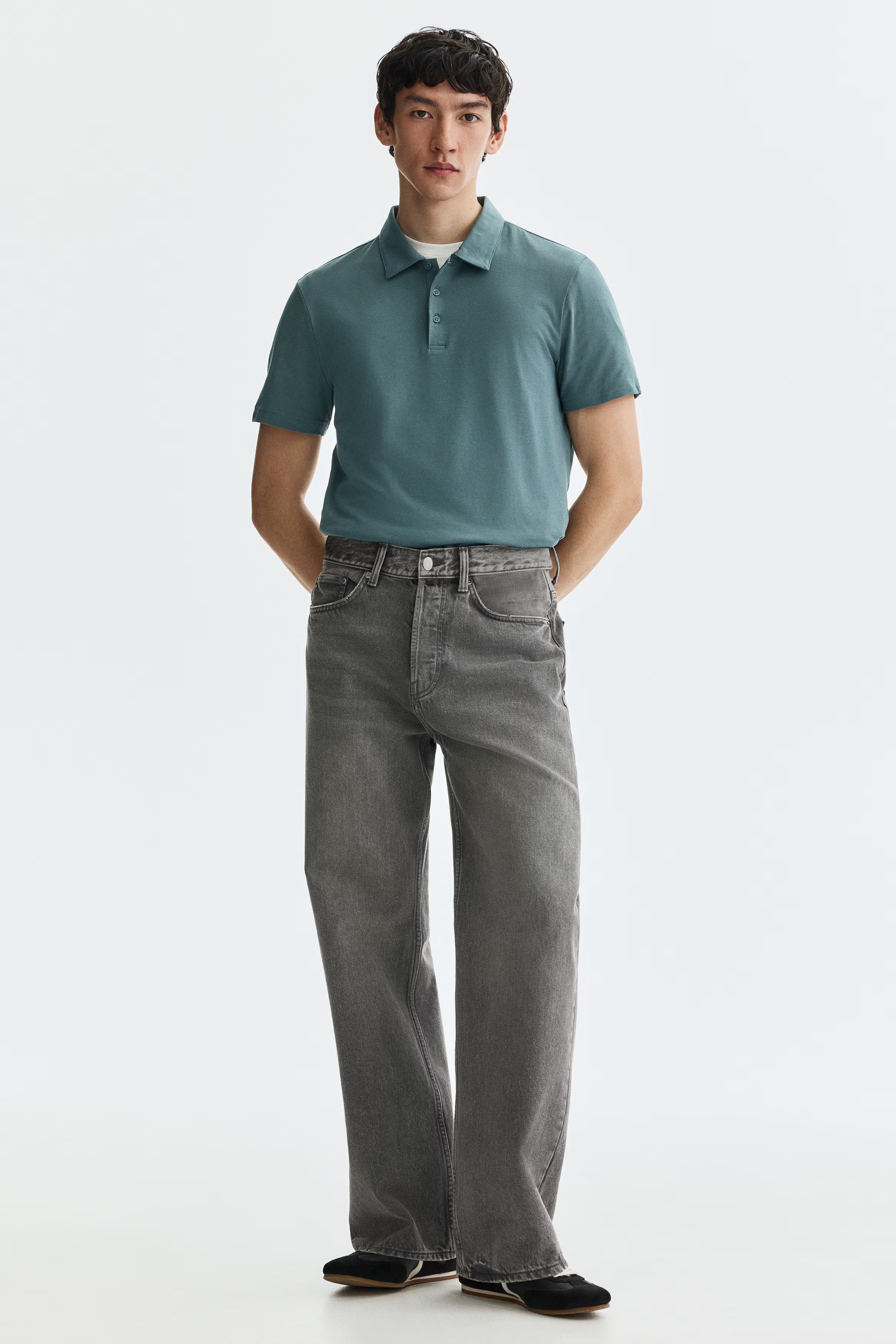 Chemise ajustada de algodón unicolor