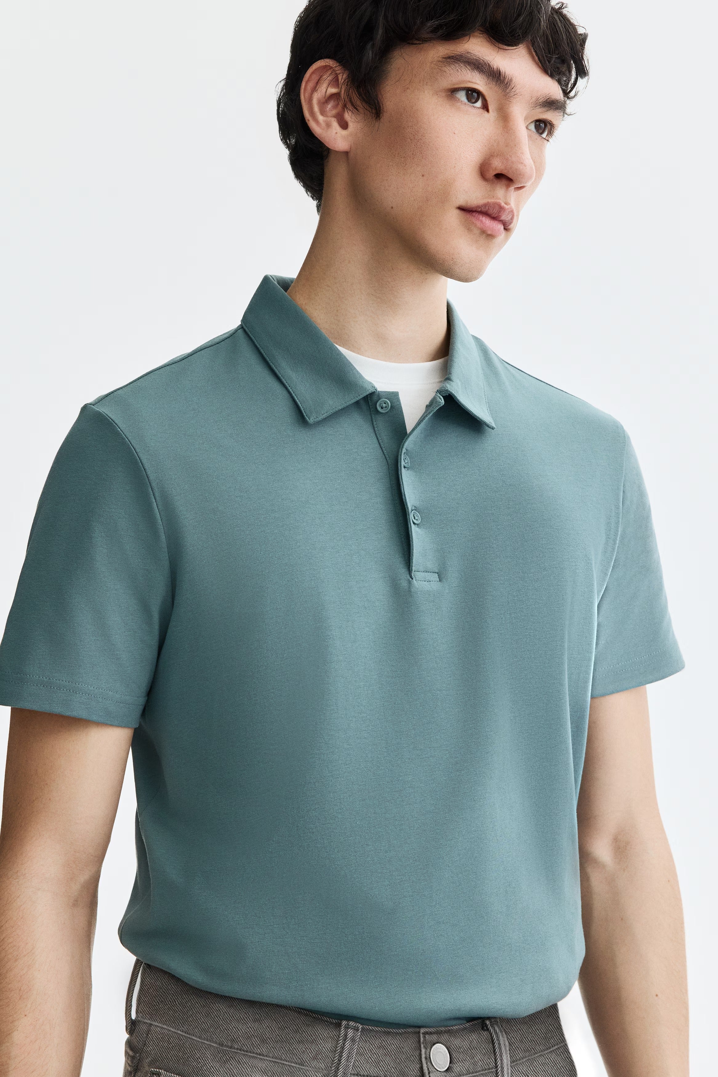 Chemise ajustada de algodón unicolor