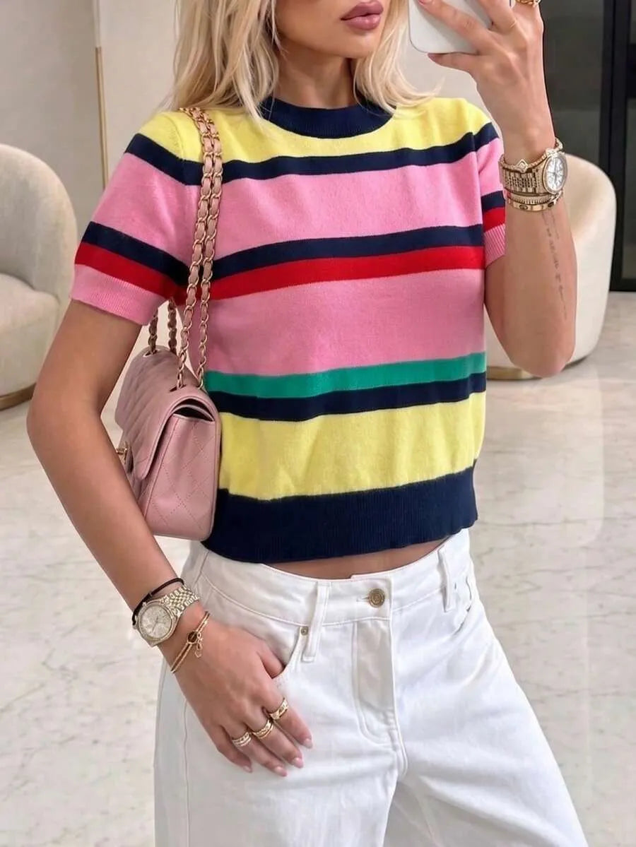 Blusa de punto con diseño de rayas