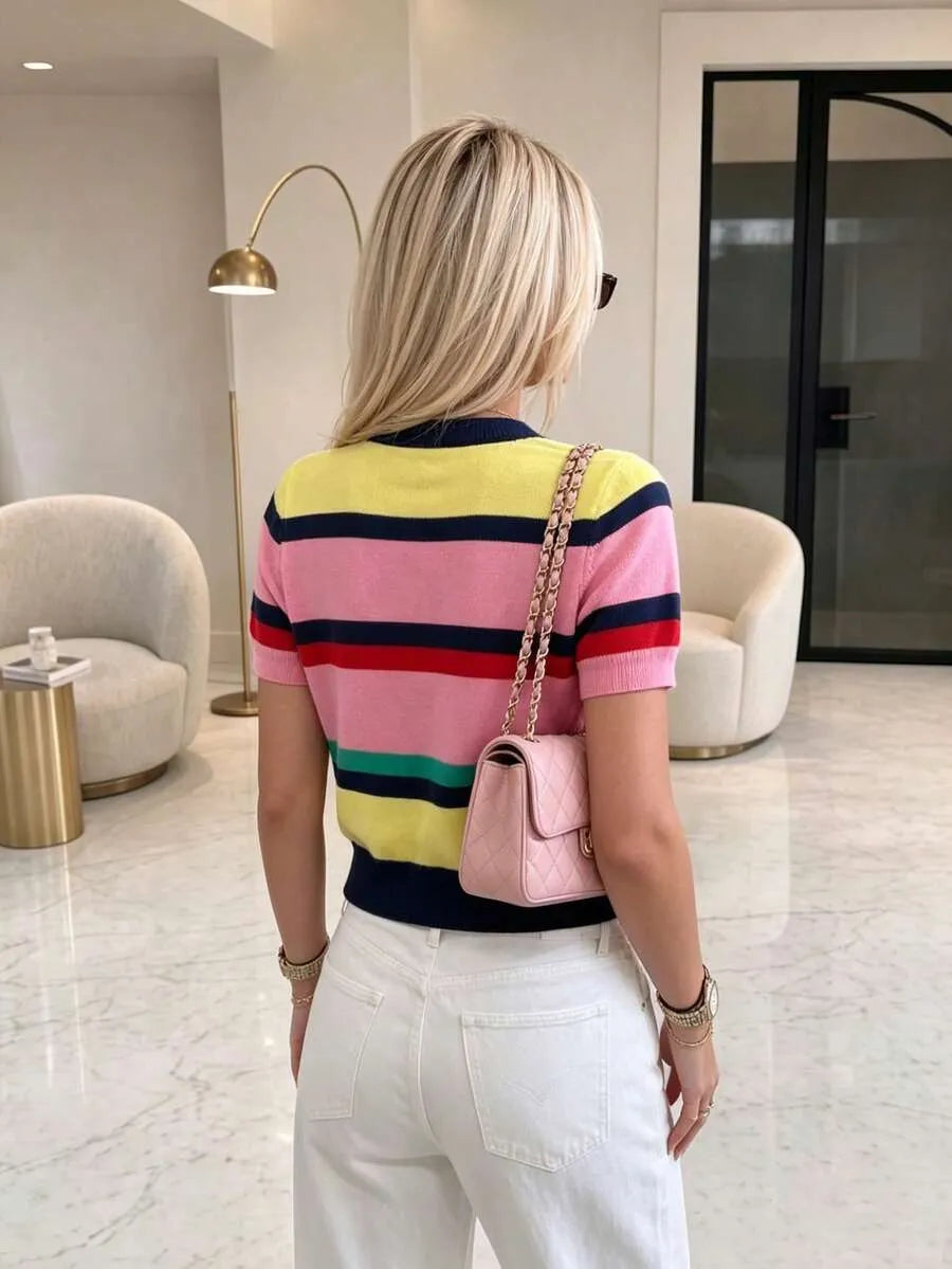 Blusa de punto con diseño de rayas