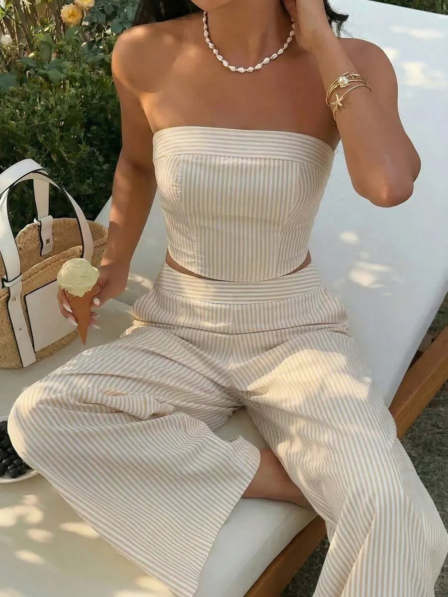 Conjunto casual con estampado de de rayas