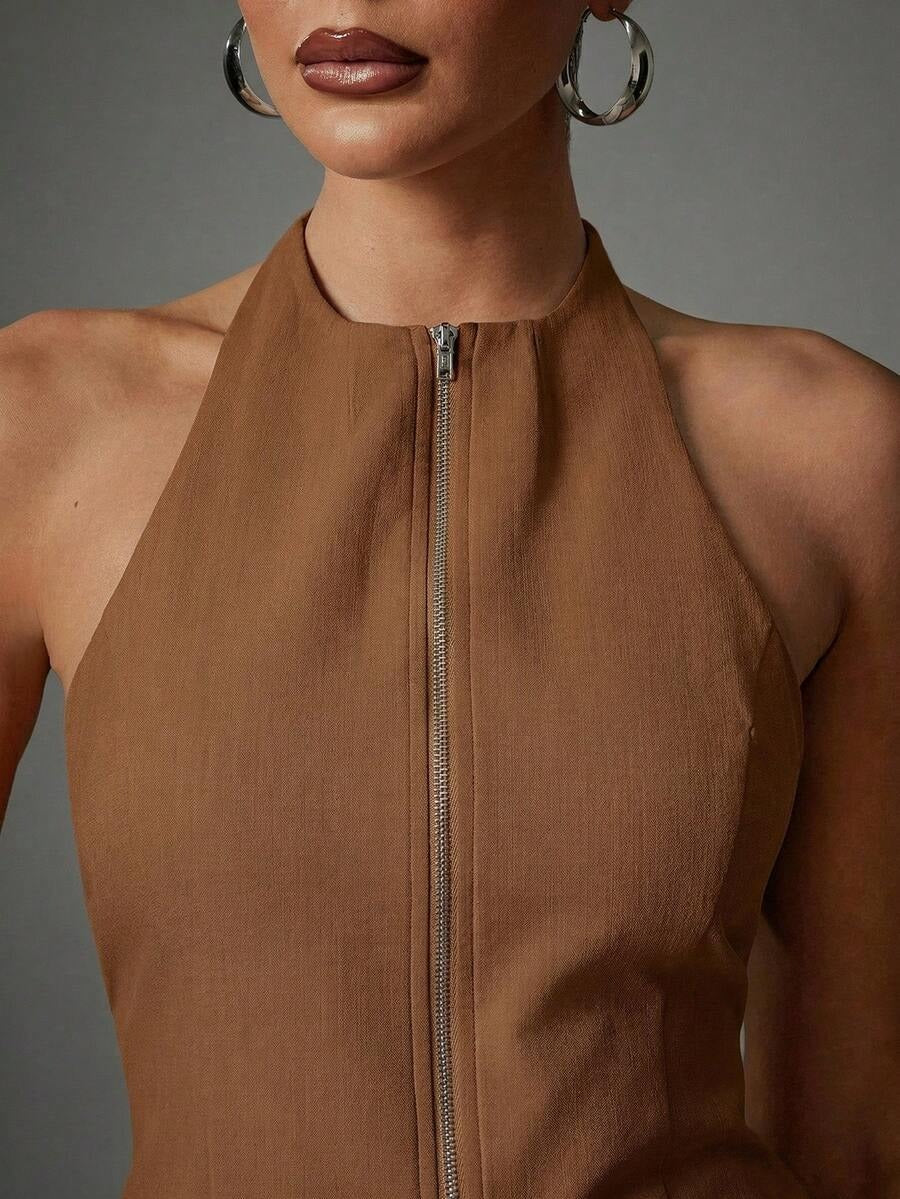 Blusa con cremallera y espalda descubierta