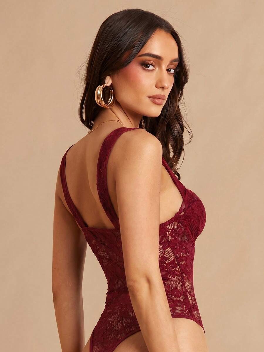 Body con encaje floral