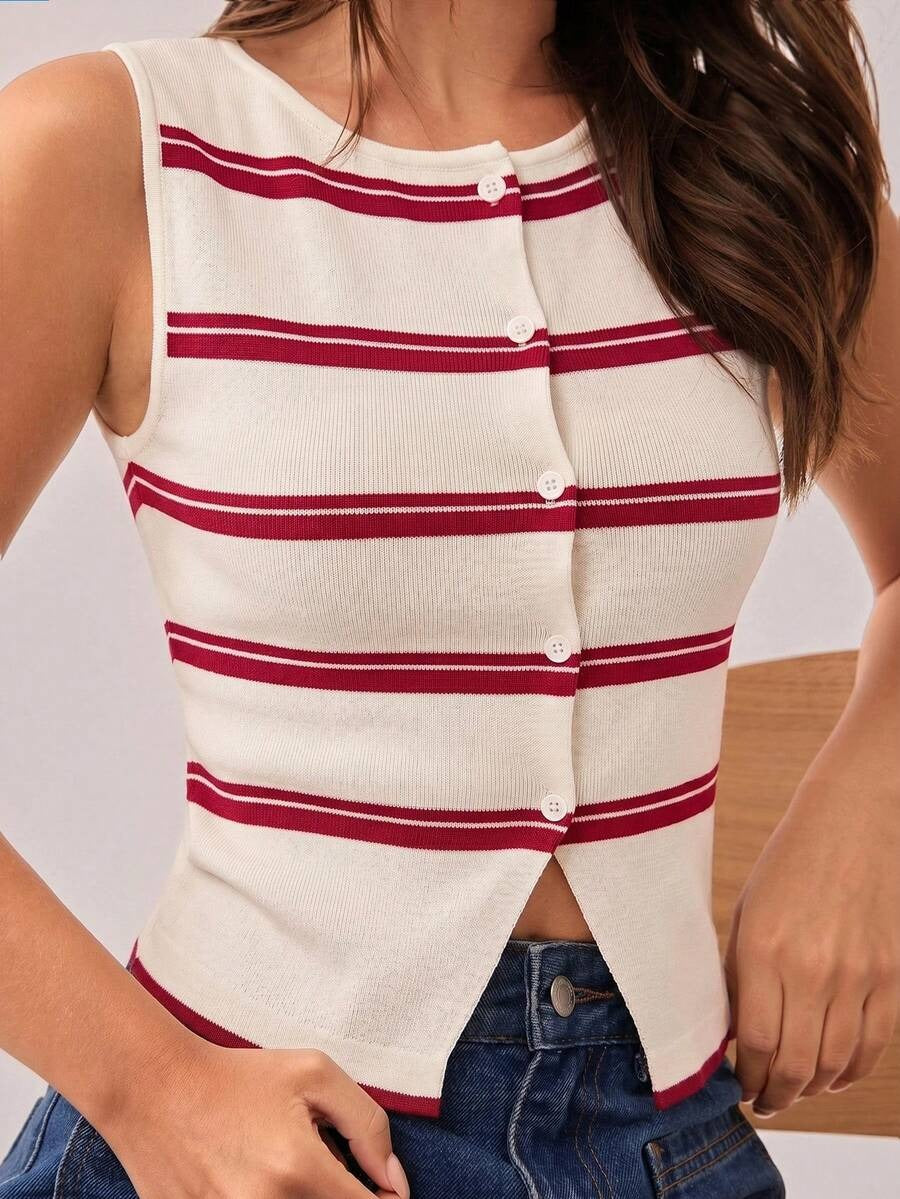 Top ajustado con diseño de rayas