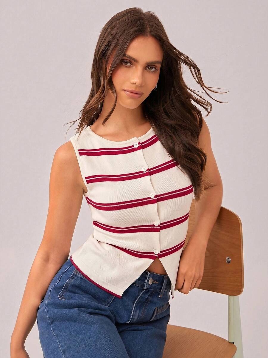 Top ajustado con diseño de rayas