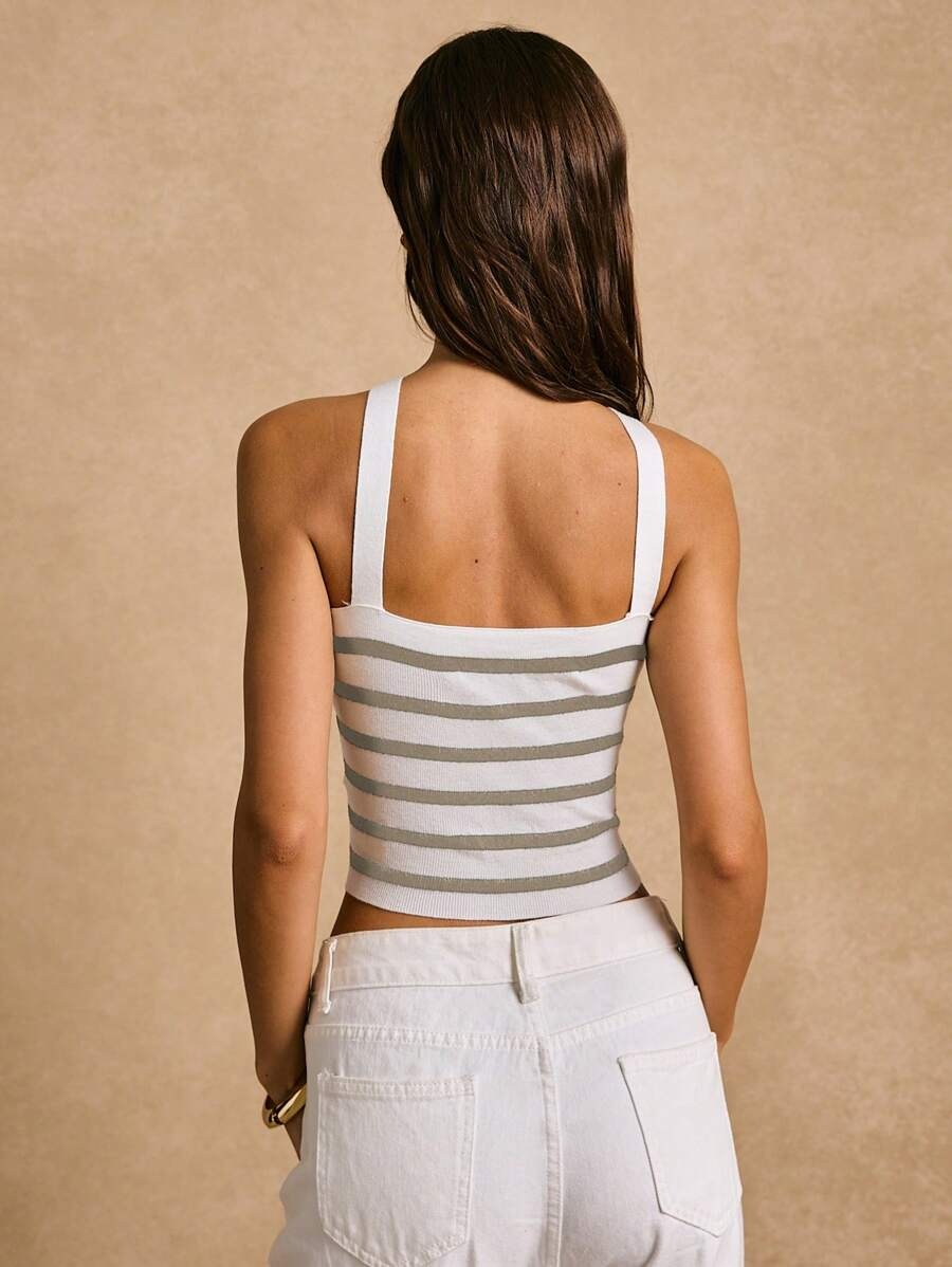 Top halter con diseño de rayas