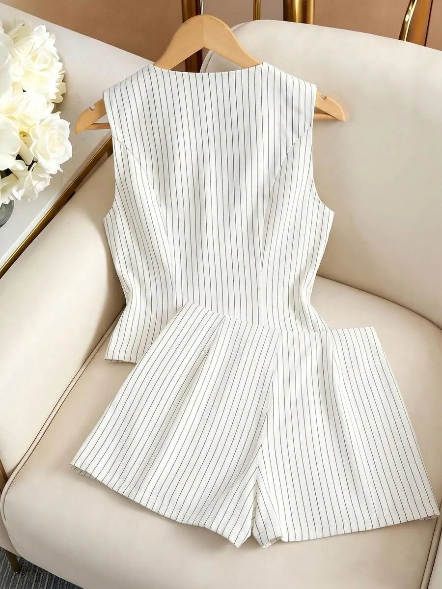 Conjunto estampado de rayas verticales