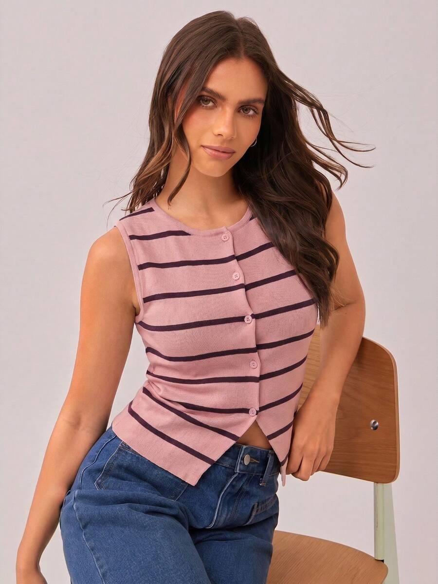 Top ajustado con diseño de rayas