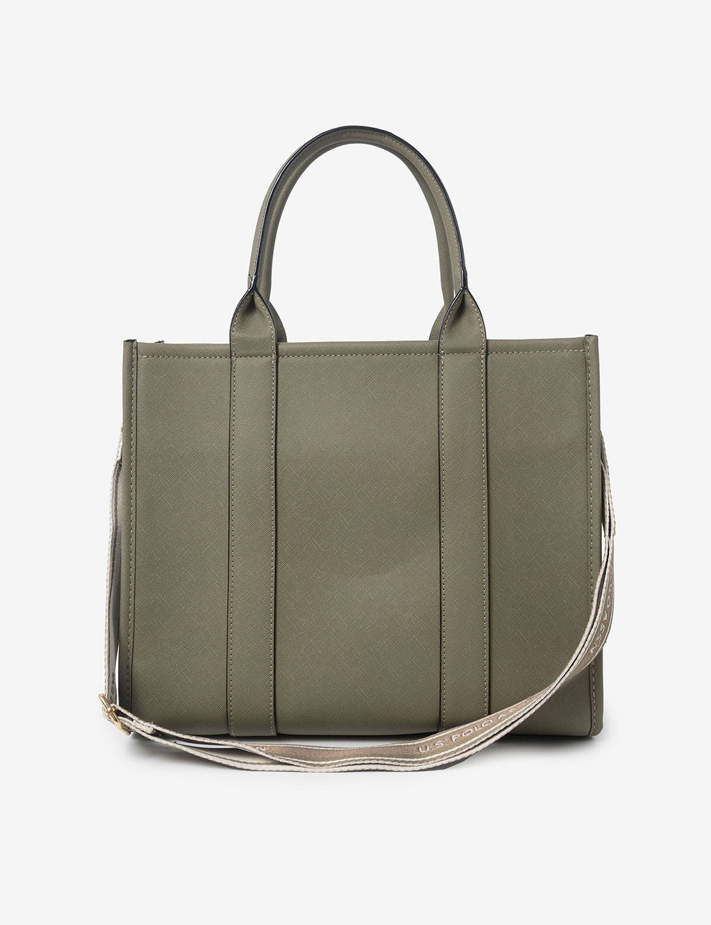 Cartera tipo tote mediana con logo en placa
