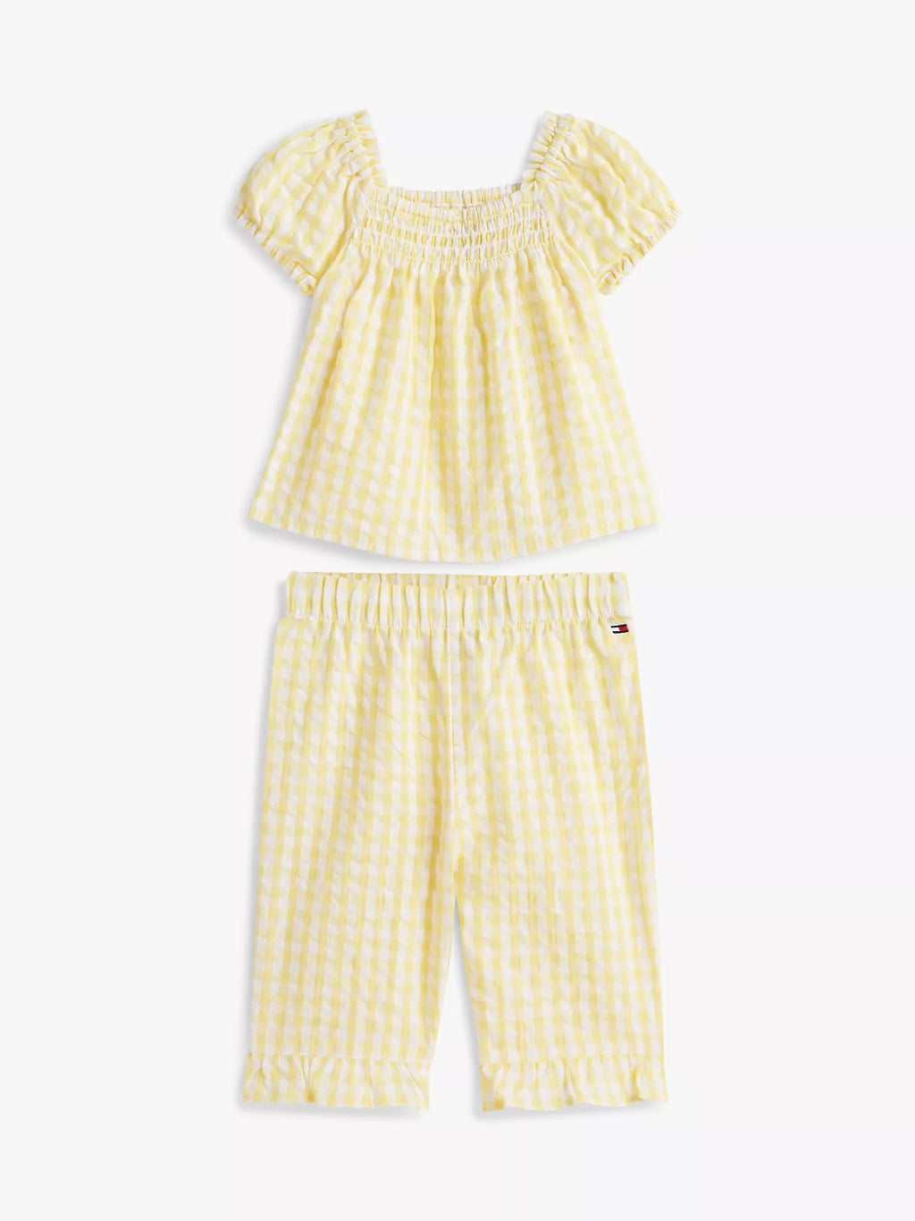 Conjunto de top y pantalón de cuadros para pequeñas