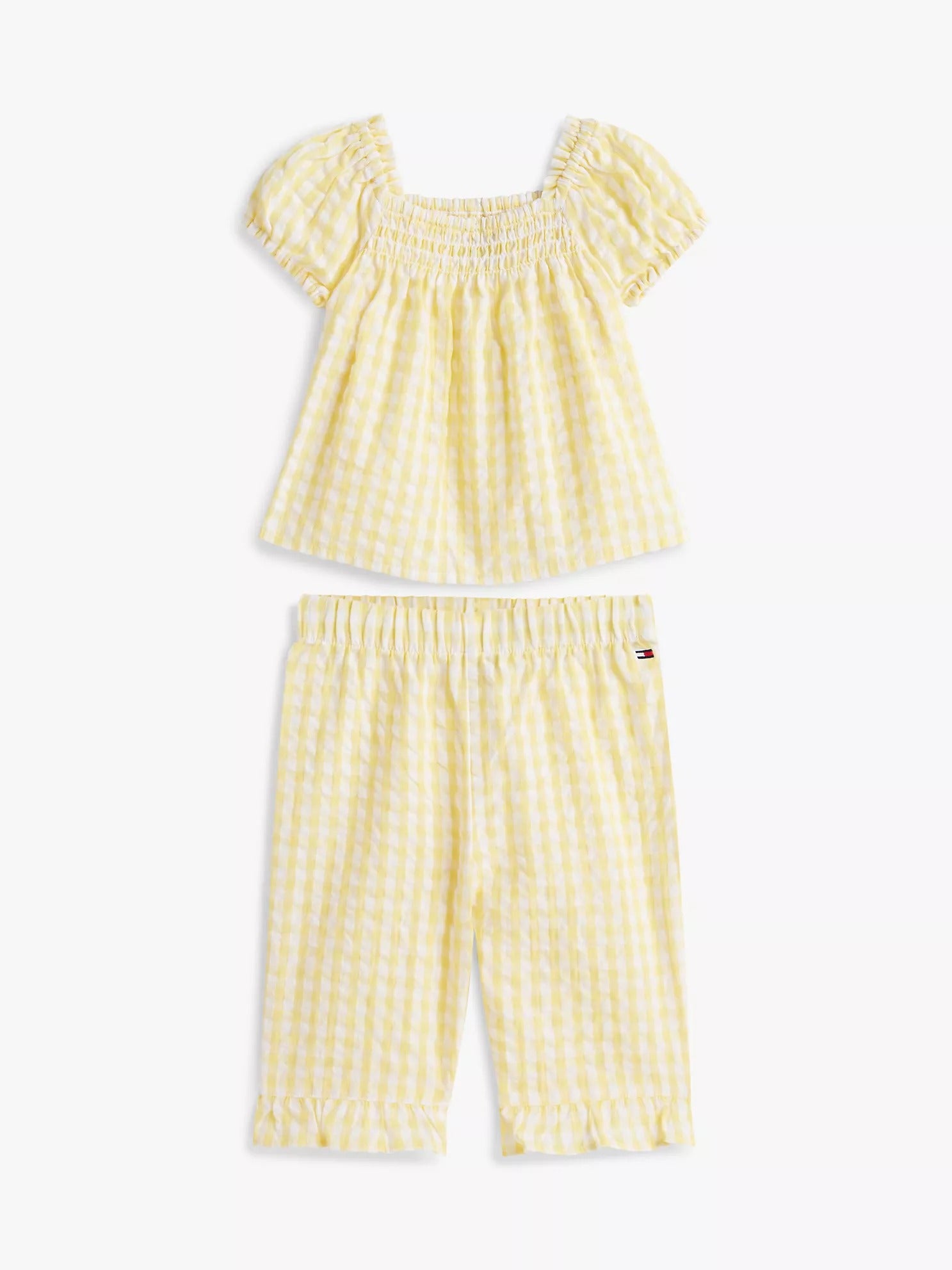 Conjunto de top y pantalón de cuadros para pequeñas