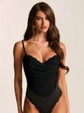 Body con encaje floral  de malla