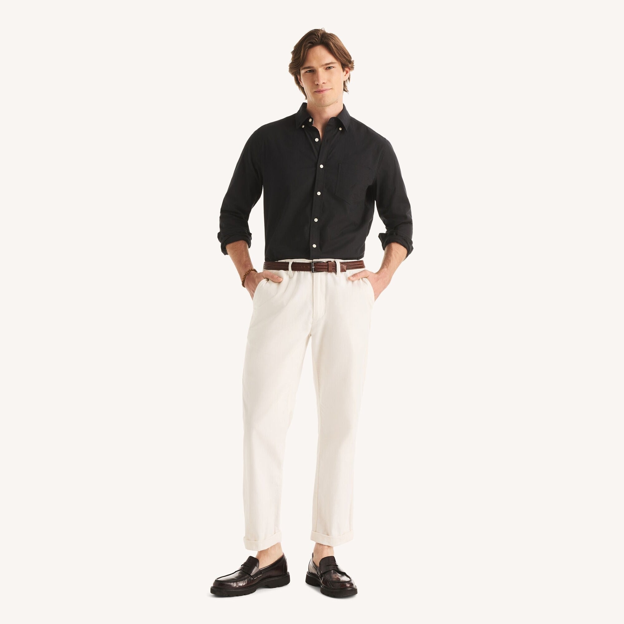 Camisa manga larga unicolor Oxford