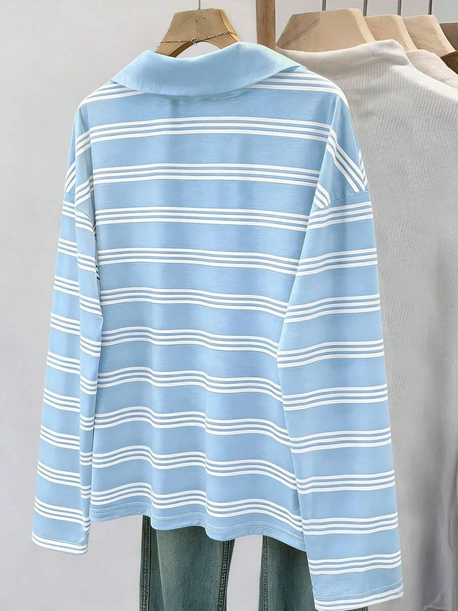 Blusa casual manga larga de rayas
