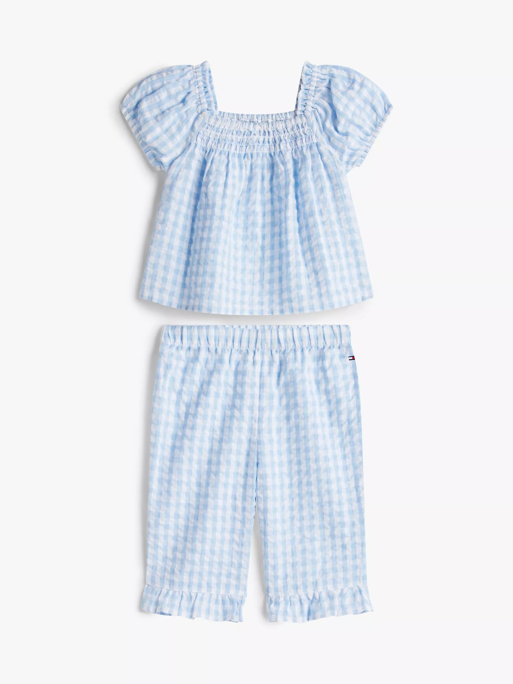 Conjunto de top y pantalón de cuadros para pequeñas