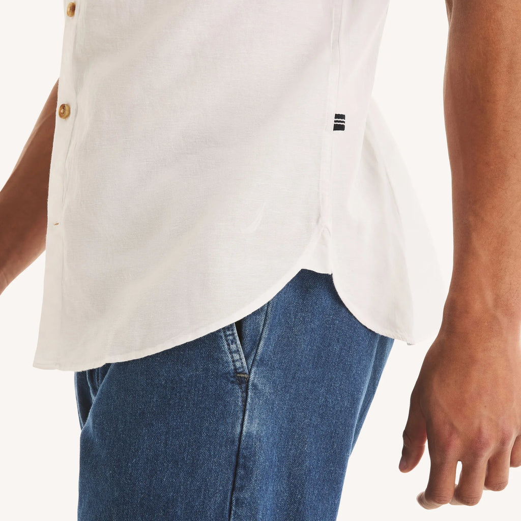 Camisa manga corta unicolor de lino