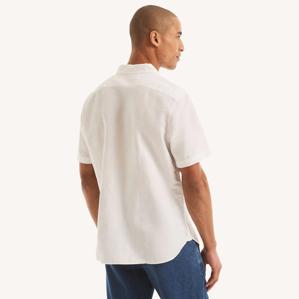 Camisa manga corta unicolor de lino