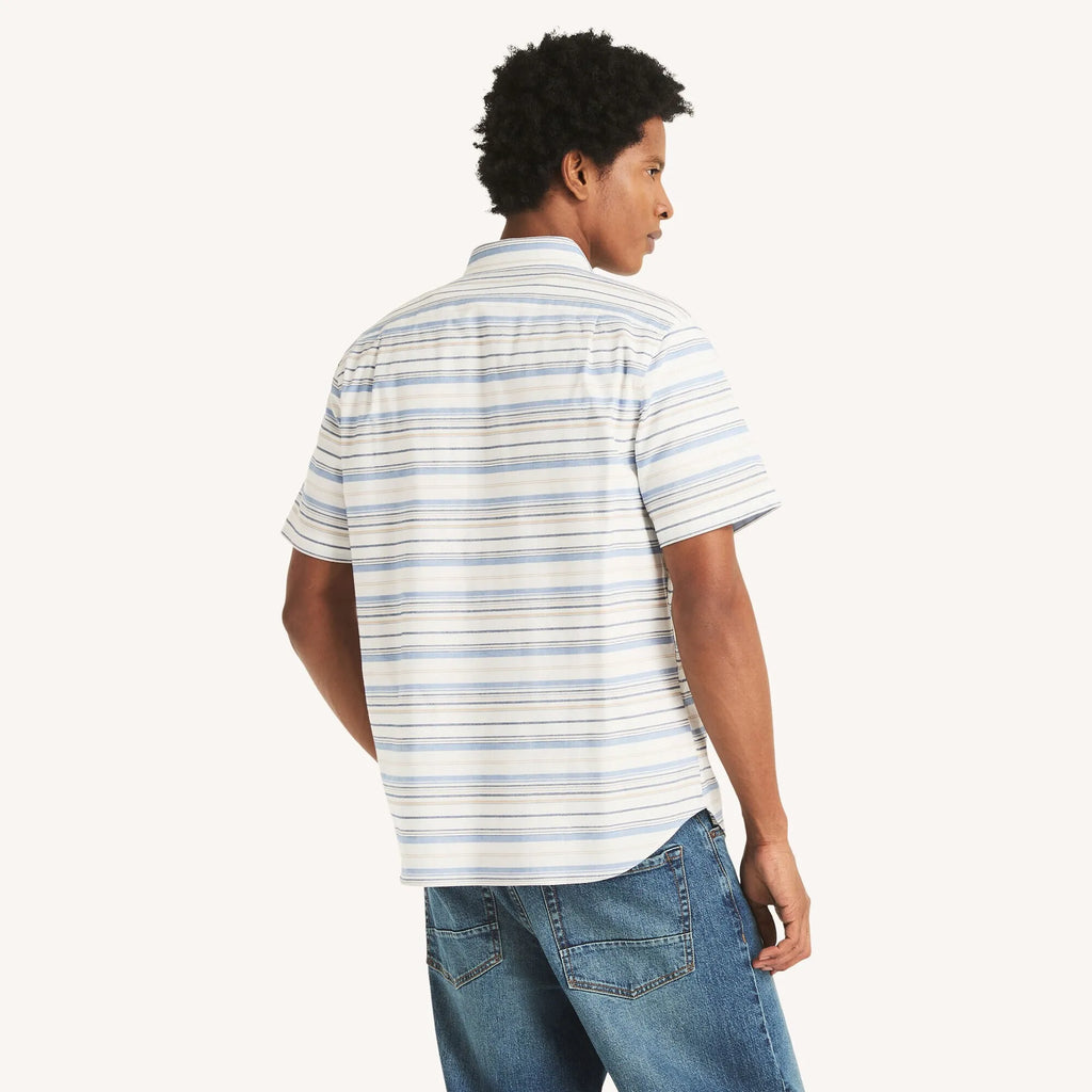 Camisa manga corta con patrón de rayas oxford