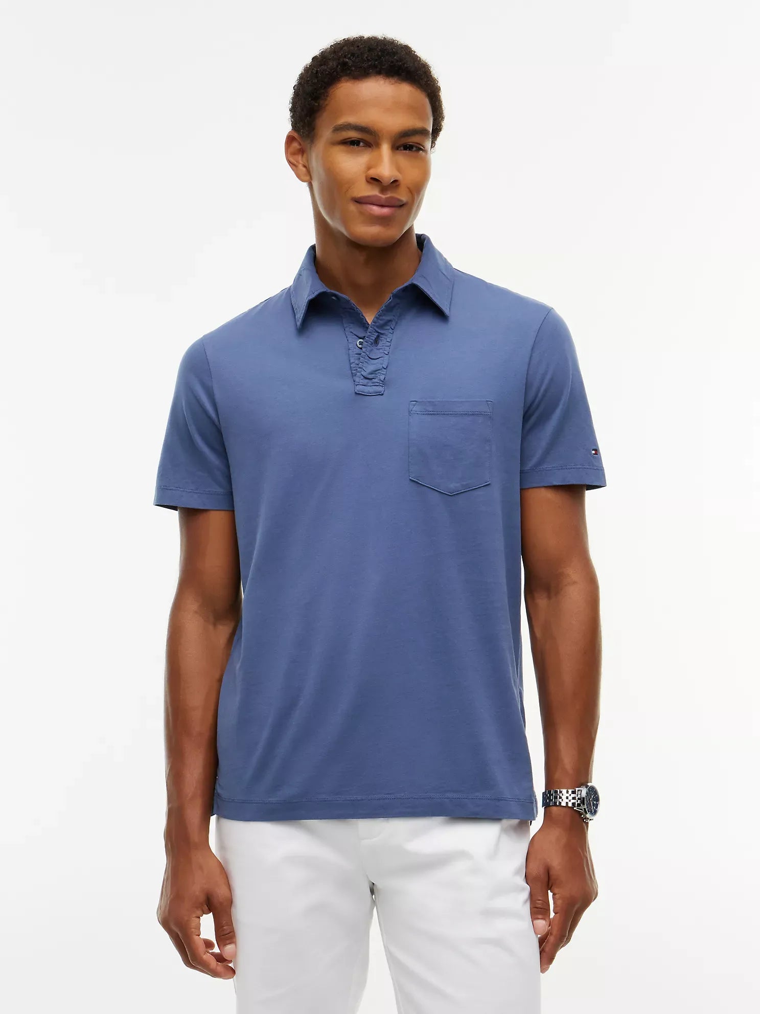 Chemise regular de algodón con bolsillo