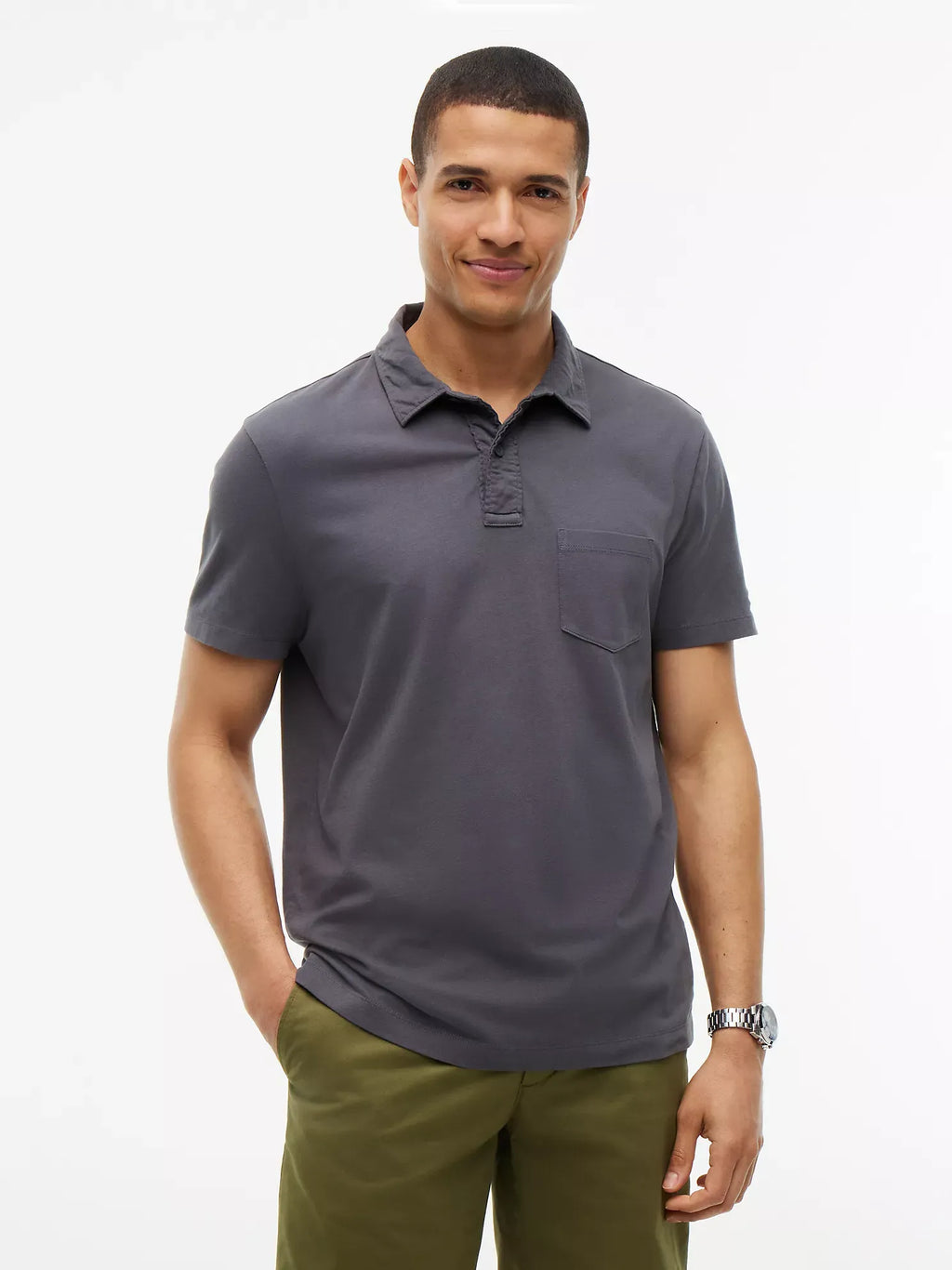 Chemise regular de algodón con bolsillo