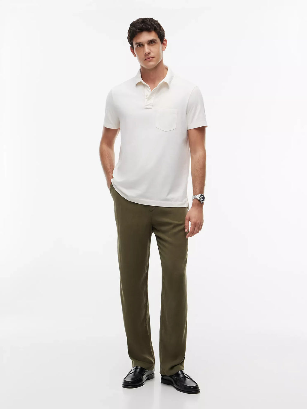 Chemise regular de algodón con bolsillo