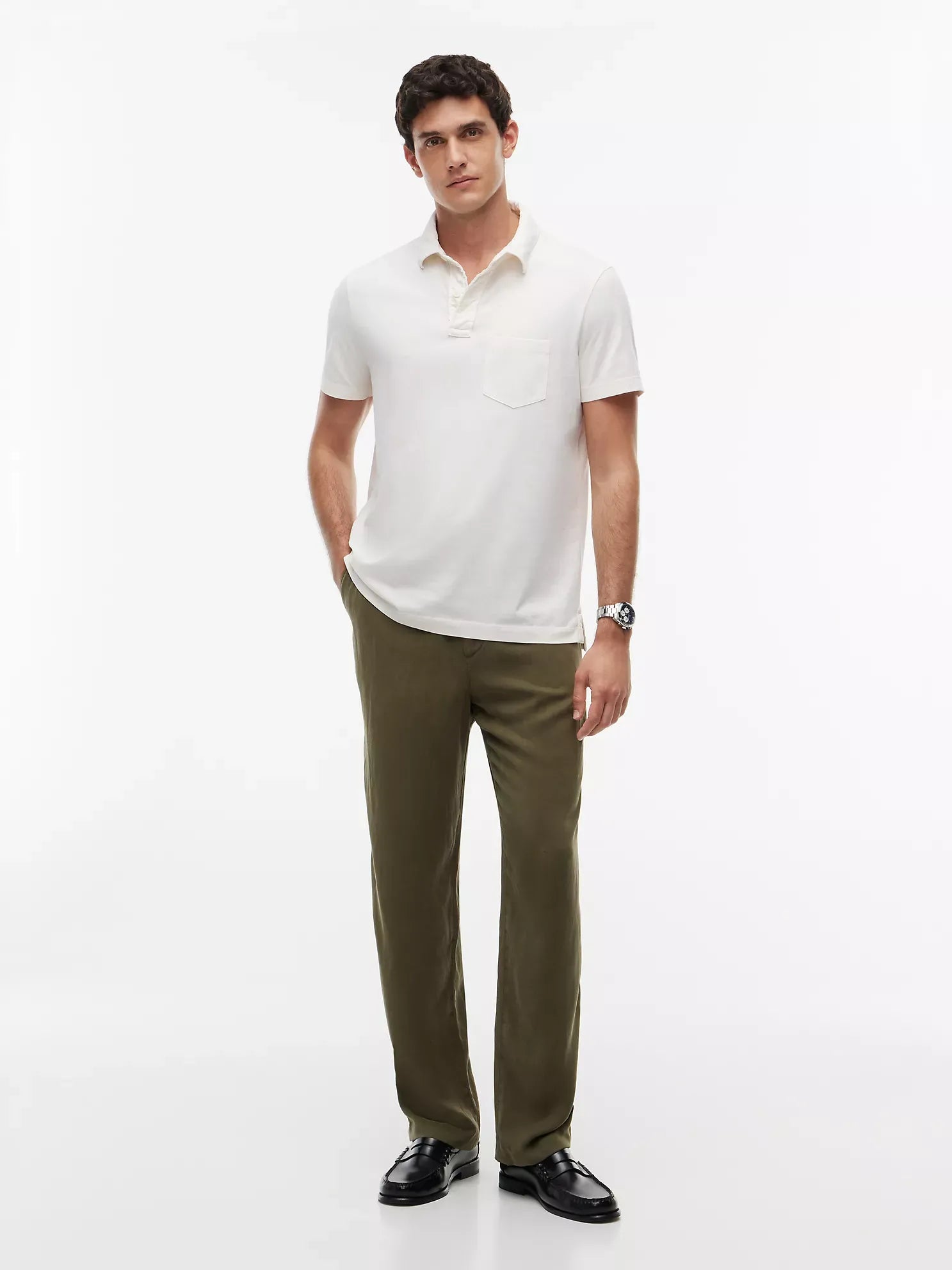 Chemise regular de algodón con bolsillo