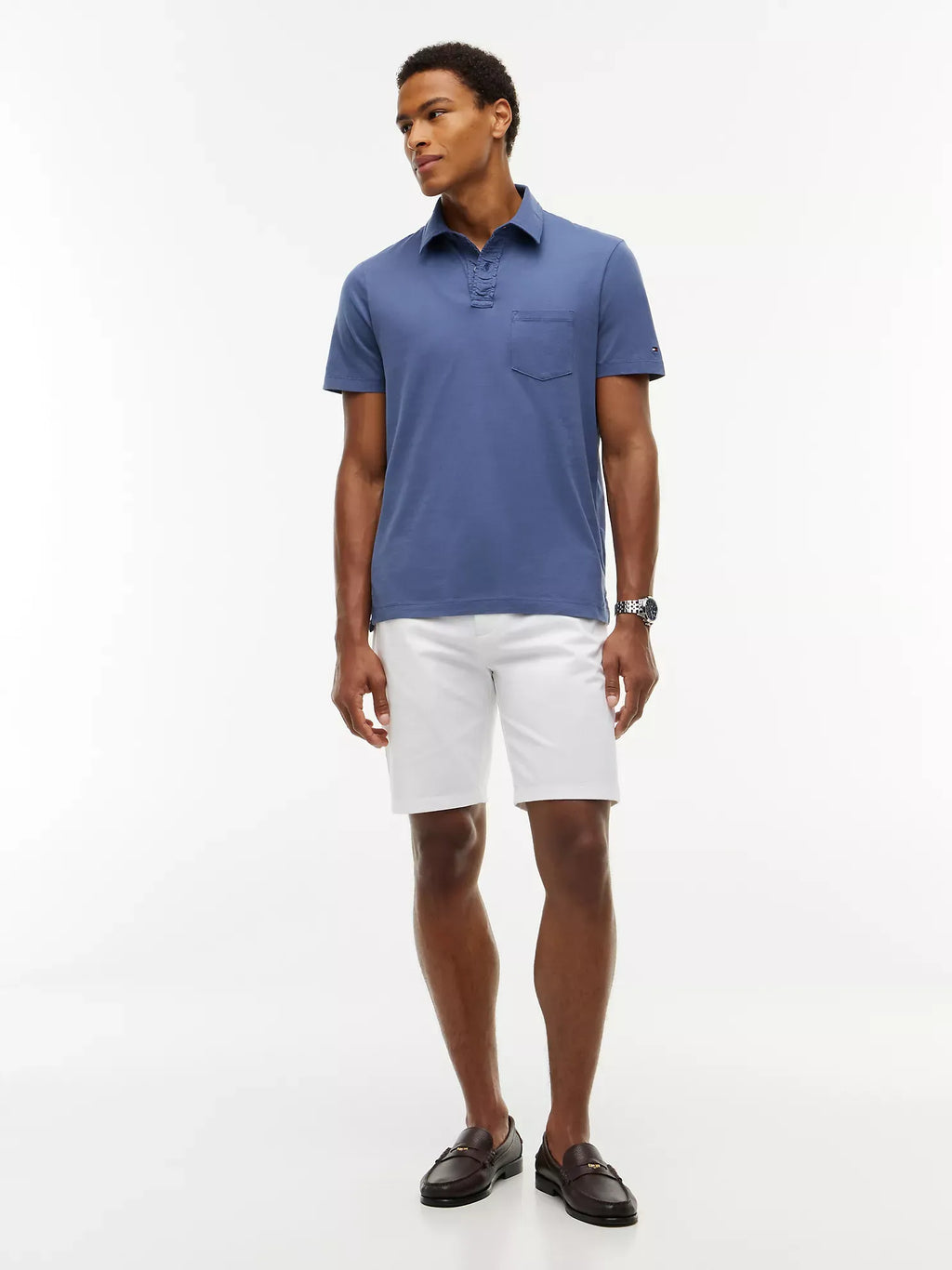 Chemise regular de algodón con bolsillo