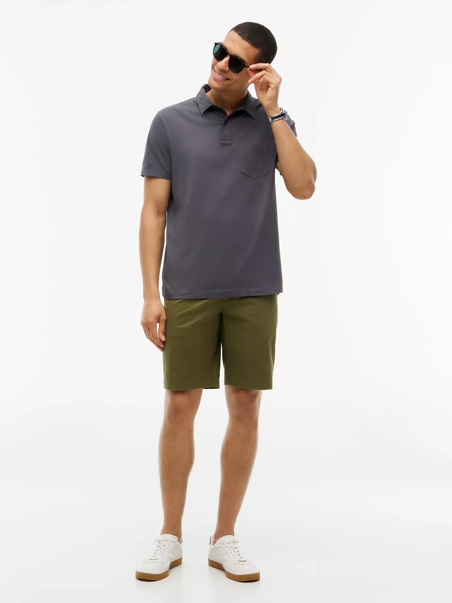 Chemise regular de algodón con bolsillo
