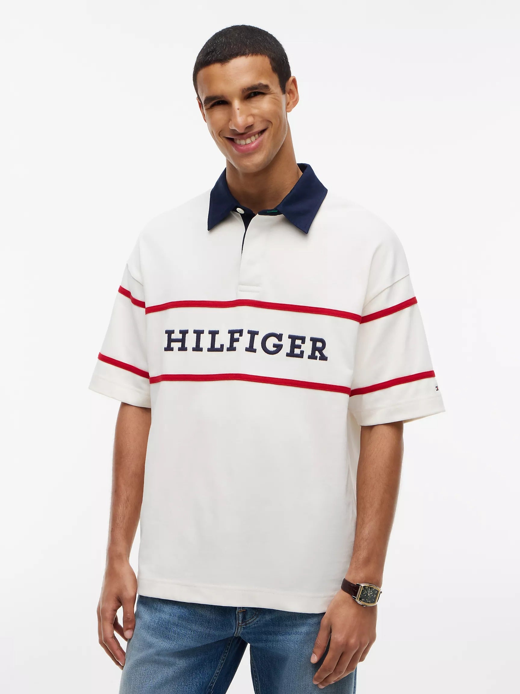 Chemise holgada con logo bordado estilo ruby
