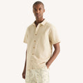Camisa manga corta unicolor de lino