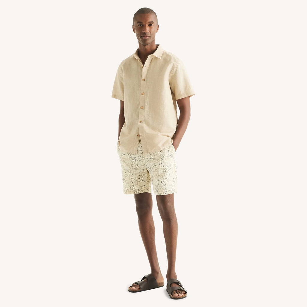 Camisa manga corta unicolor de lino