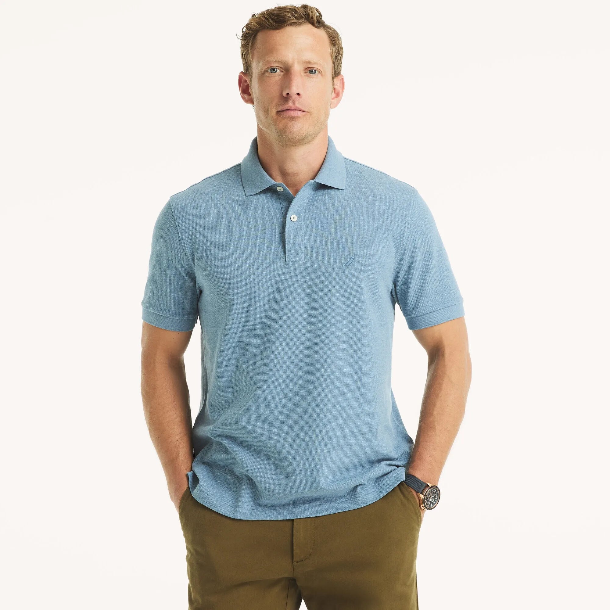 Chemise regular unicolor con logo heathered mismo color