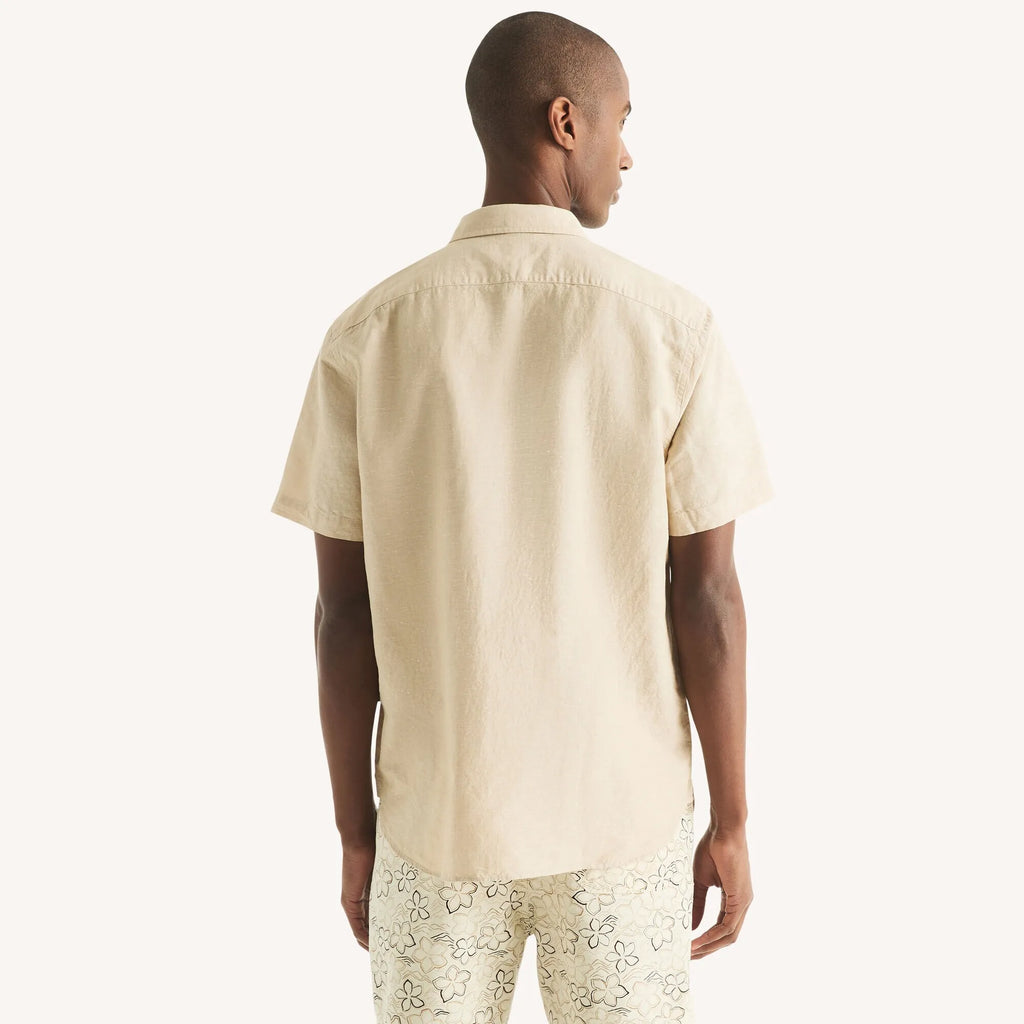 Camisa manga corta unicolor de lino