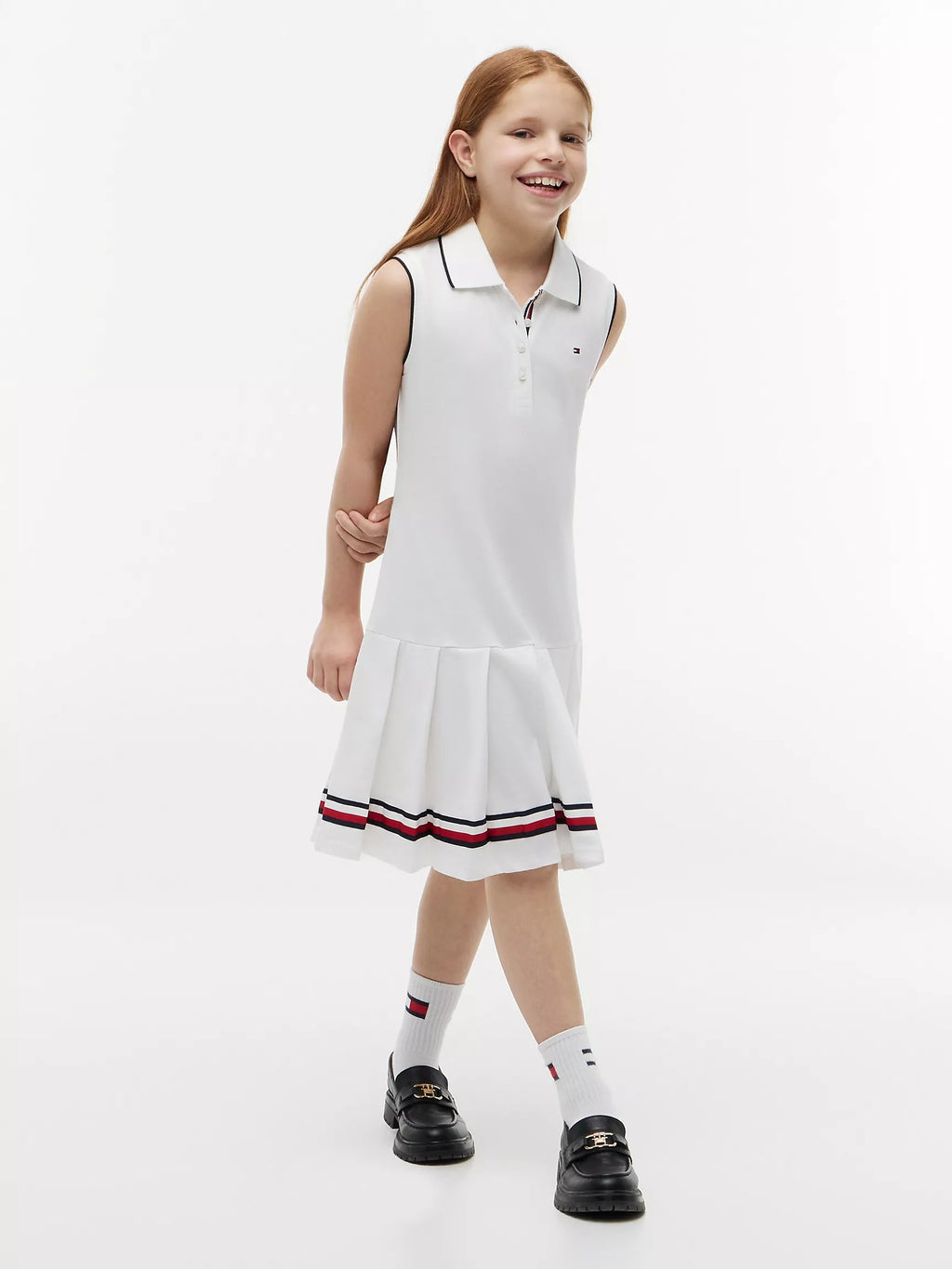 Vestido unicolor sin mangas con logo para niñas