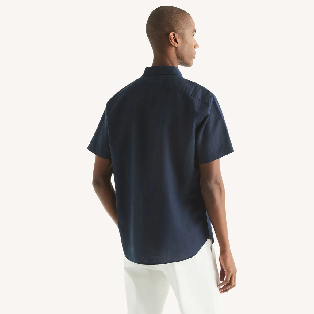 Camisa manga corta unicolor de lino