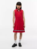 Vestido unicolor sin mangas con logo para niñas