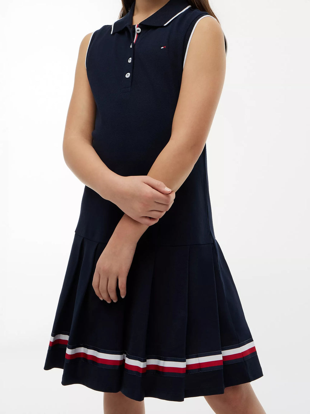 Vestido unicolor sin mangas con logo para niñas