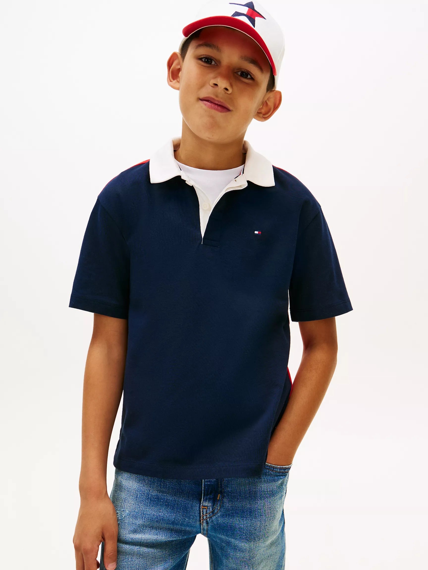 Chemise con colores combinado tipo rugby para niños
