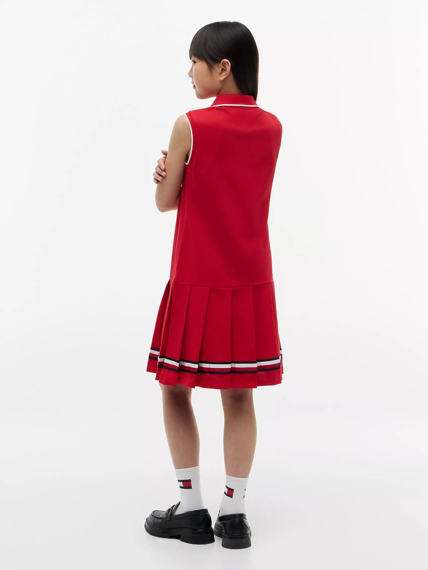 Vestido unicolor sin mangas con logo para niñas